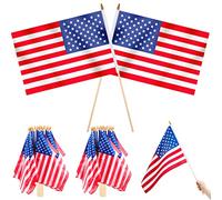 Newwiee Lot de 24 drapeaux américains sur bâton de 30,5 x 45,7 cm - Drapeau américain à main avec lance de sécurité pour fête commémorative - Pour extérieur, cour, jardin, fête des anciens combattants