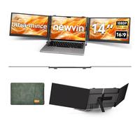 Newwin Double Ecran PC Portable Ultra Mince Léger 14" FHD 1080P IPS Multi Triple Ecran PC Portable Moniteur Monitor Extension Ecran pour 13,3-17" Ordinateur Portable Compatible avec Windows Chrome
