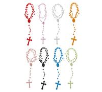 Newwyt Chapelet lumineux en plastique 8 couleurs pour prière catholicisme, bijoux religieux pour usage quotidien Blanc