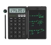 NEWYES Calculatrice avec Tablette d'Écriture, Calculatrice de Base Portable pour Élèves du Primaire et du Collège, Noir