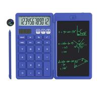 NEWYES Calculatrice, avec Tablette d'écriture et Stylo, Fonctionne à l'énergie Solaire et à Piles, Convient pour Les étudiants, Les familles, Le Bureau (Bleu)