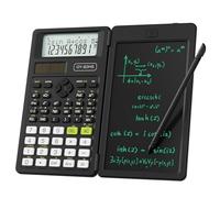 NEWYES Calculatrice Scientifique, Calculatrice d'ingénierie 82MS avec Tablette d'écriture et Stylo Inclus, 240 Fonctions, Affichage 2 Lignes, Fournitures Scolaires et collèges, Noir