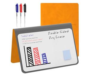 NEWYES Mini tableau blanc, format A5, effaçable, portable, avec 3 stylos de couleur, convient pour noter des notes de réunion, des listes de courses, du budget et des listes de choses à faire, orange