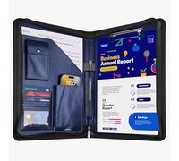 NEWYES Porte Document A4 en Cuir Synthétique Avec Fermeture Éclair - Conférencier Élégant, Portfolio Cadeau pour Homme/Femme, Idéal pour le Bureau et les Voyages (Bleu)