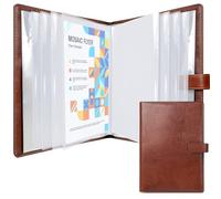 NEWYES Porte-Documents A4 Similicuir avec 30 Pochettes - Portfolio/Organisateur de Documents/Dossier de Présentation - Cadeau Homme/Femme, Idéal pour Bureau et Voyage d’Affaires (Marron)