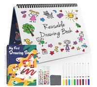 NEWYES Tableau Blanc pour Enfants Effaçable à Réutilisable avec 10 Marqueurs, 3 4 5 6 7 8 ans Garçons et Filles Jouets D'apprentissage Livre de Griffonnage Effaçable pour L'écriture