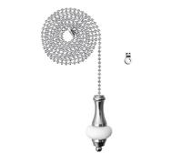 NewZC Corde Extension avec chaîne à Boule 100 cm Toilette Salle de Bain Lumière/Commutateur de Ventilateur/Cordon Aveugle Poignée Lourde Câble de Traction - Chrome brossé et céramique Blanche