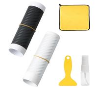 NewZC Film Protection Seuil de Coffre Voiture Set 2 Pièces 90 x 7cm 3D Auto-adhésif Autocollant de Voiture en Fibre de Carbone avec Grattoirs pour Voiture Bord de Porte Moto Vélo - Noir Blanc