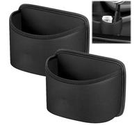 NewZC Lot de 2 petits organisateurs de siège de voiture en cuir multifonction - Petit sac de rangement noir - Mini poubelle de voiture - Poubelle suspendue pour porte de voiture - Pour siège avant