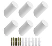 NewZC Lot de 6 Crochet Mural Blanc Bois de Hêtre 3x6cm Chambre Patere Murale Manteau - Porte Chapeau Mural Rond bois pour Suspendre Manteaux Serviettes Chapeaux Sacs - Charge Maximale 15kg