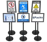 Newzealkids Porte Affiche A3 sur pied Présentoir A3 Support pour Affiche Porte-Affiche, Support de signe en alliage d'aluminium (noir, Lot de 6)