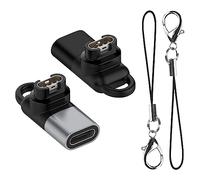 NEWZEROL 2 Pièce Adaptateur de USB-C Compatible pour GRMN Fenix 7/7S 7X/Forerunner 570/970/965/265/265S/Instinct 2/2S/Venu 2/2S, [avec Lanière] Adaptateur pour la Plupart des Montres GRMN - Noir/Gris