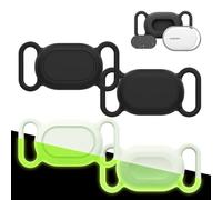 NEWZEROL 4 Pièce Coque Compatible pour Xiaomi Smart Tag | Silicone Résistant Aux Rayures Etanche Localisateur d'animaux Coque pour Collier Animaux - (Blanc)Vert Fluorescent/Noir