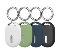 NEWZEROL 4 Pièces Coques en Silicone Compatibles avec Xiaomi Smart Tag | Étuis de Protection Souples avec Porte-clés, Coques Antichoc et Anti-rayures- Noir/Bleu foncé/Blanc/Vert avocat