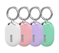NEWZEROL 4 Pièces Coques en Silicone Compatibles avec Xiaomi Smart Tag, Étuis de Protection Souples avec Porte-clés, Coques Antichoc et Anti-Rayures pour Xiaomi Tag - Blanc/Rose/Violet/Vert Menthe