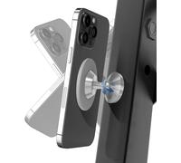 Newzerol Magnetic Phone Holder For Gym/Car Compatible For Mag-Safe, Powerful Double Magnet, Firmly Attaches To Metal Surface For Videos And Selfies - Silver