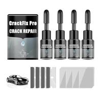 Nexa Crackfix Pro Kit, Crackfix Pro Kit-Windshield Crack Repair Fluid for Chips, Cracks, Bulls-Eye & Star-Shaped Damage,Compatible for Windshield, Mirrors & Automotive Glass, Quick Fix (4 Set)