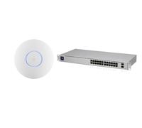 NexaCore - Pack Ubiquiti U6+ + UniFi Switch 24 - Point d’accès WiFi 6 (1500 ft², 2x2 MIMO, 300+ Clients) + Switch 24 Ports Gigabit L2 avec écran Tactile 1.3", 2X SFP, Rack 1U