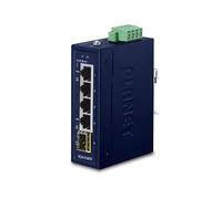 NexaCore Planet IGS-510TF - Switch Industriel Gigabit, 4× RJ45 + 1× SFP 1G, 9-48V DC, IP30