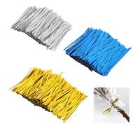 Nexaflow 2400 PCS Attaches métalliques Twist Ties pour sachets à Nouer dorés Attache Sachet Alimentaire torsadée métallique pour Biscuits de Bonbons Pain gâteaux 10cm