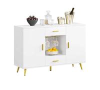 NexaGeniX Armoires de Cuisine Buffet Blanc Porte-Verres à vin Salle Manger Armoire Buffet Casier avec étagères réglables Table Basse Jardin