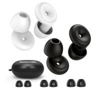 NEXAVIBE Silent Series 2 paires bouchons d'oreille 33dB dormeurs latéraux | Silicone ultra-doux hypoallergénique, embouts S/M/L et boîte, anti-ronflement pour réduire les bruits du sommeil
