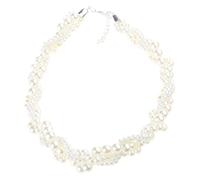 NEXAVKPR Collier multicouche avec perles blanches aspect perle | Personnage vintage d'inspiration française, profondeur multi-brins autour du cou, fermoir mousqueton et chaîne d'extension