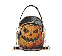 Nexawaveo Birds and Cherry Blossoms Sac à bandoulière matelassé Petit sac à main pour femme Sac à main pour téléphone avec chaîne, Citrouille orange Halloween
