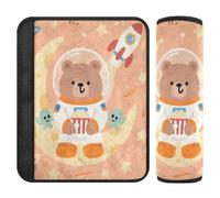 Nexawaveo Housse de sangle 16,5 x 16,5 cm Motif ours astronaute | Épaulettes extra larges en flanelle douce pour siège auto bébé poussette sac à dos