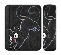 Nexawaveo Housses de sangle de siège auto Dynamic Cat Black Soft Flanelle Épaulettes