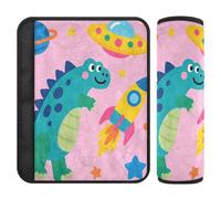 Nexawaveo Housses de sangle de siège de voiture Dino Cosmic Adventure en flanelle douce pour siège de voiture, poussette, sac à dos