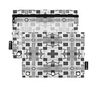 Nexawaveo Lot de 2 trousses à crayons à motif géométrique noir et blanc pour classeur à 3 anneaux, fermeture éclair lisse avec fenêtre en PVC transparent pour fournitures scolaires