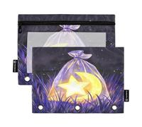 Nexawaveo Lot de 2 trousses à crayons avec fenêtre en PVC transparent pour classeur à 3 anneaux, fermeture éclair lisse et fenêtre en PVC transparent Violet