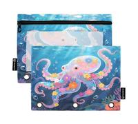 Nexawaveo Lot de 2 trousses à crayons avec fermeture éclair lisse et fenêtre en PVC transparent pour classeur à 3 anneaux, fournitures scolaires