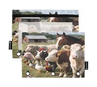 Nexawaveo Lot de 2 trousses à crayons avec fermeture éclair lisse et fenêtre en PVC transparent pour classeur à 3 anneaux, fournitures scolaires