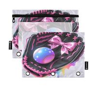 Nexawaveo Lot de 2 trousses à crayons avec fermeture éclair lisse et fenêtre en PVC transparent pour classeur à 3 anneaux, gris