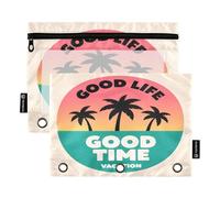 Nexawaveo Lot de 2 trousses à crayons colorées avec fermeture éclair lisse et fenêtre en PVC transparent pour classeur à 3 anneaux, fournitures scolaires