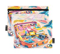 Nexawaveo Lot de 2 trousses à crayons de voyage Peach pour classeur à 3 anneaux, fermeture éclair lisse avec fenêtre en PVC transparent pour fournitures scolaires