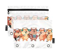 Nexawaveo Lot de 2 trousses à crayons en PVC transparent avec fermeture éclair lisse et fenêtre en PVC transparent Motif écureuils