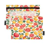 Nexawaveo Lot de 2 trousses à crayons légères avec fermeture éclair lisse et fenêtre en PVC transparent pour classeur à 3 anneaux, fournitures scolaires