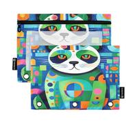 Nexawaveo Modern Art Lot de 2 trousses à crayons avec fermeture éclair lisse et fenêtre en PVC transparent Motif panda Bleu