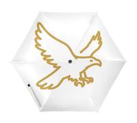 Nexawaveo Petit parapluie de voyage coupe-vent avec contour d'oiseau doré, blanc, compact, léger, pliable automatique, parapluie de pluie et de soleil