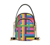 Nexawaveo Petit sac à bandoulière matelassé pour femme, sac à main à bandoulière, sac à main pour téléphone, portefeuille, sac à chaîne, Art rayé vibrant
