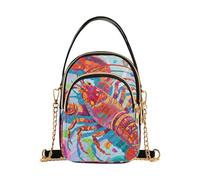 Nexawaveo Petit sac à bandoulière matelassé pour femme, sac à main à bandoulière, sac à main pour téléphone, portefeuille, sac à chaîne, Art vibrant du homard