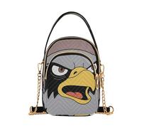 Nexawaveo Petit sac à bandoulière matelassé pour femme, sac à main à bandoulière, sac à main pour téléphone, portefeuille, sac à chaîne, Visage d'oiseau en colère