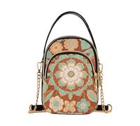 Nexawaveo Petit sac à bandoulière matelassé pour femme, sac à main à bandoulière, sac à main pour téléphone, portefeuille, sac à chaîne, Art floral ethnique