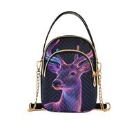 Nexawaveo Petit sac à bandoulière matelassé pour femme, sac à main à bandoulière, sac à main pour téléphone, portefeuille, sac à chaîne, Portrait de cerf