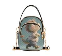 Nexawaveo Petit sac à bandoulière matelassé pour femme, sac à main pour téléphone avec chaîne, Motif dinosaure 3D bleu sarcelle