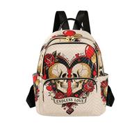 Nexawaveo Petit sac à dos matelassé pour femme - 8,5 l - Mini sac à dos - Motif tête de mort - Rose Endless Love