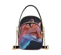 Nexawaveo Petit sac à main à bandoulière pour femme - Sac à bandoulière matelassé - Sac à main pour téléphone portable - Sac à chaîne, Portrait de renard style néon